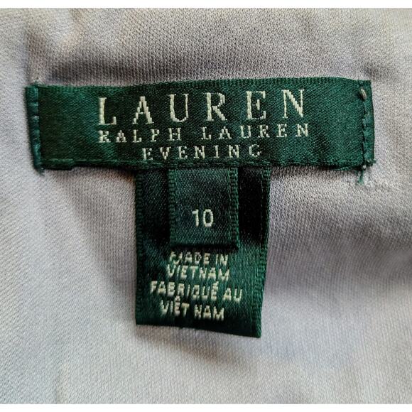 Ralph Lauren Gray Silver Sequin Tulle Evening Sheath Dress Keyhole Back Size 10 - Picture 11 of 12